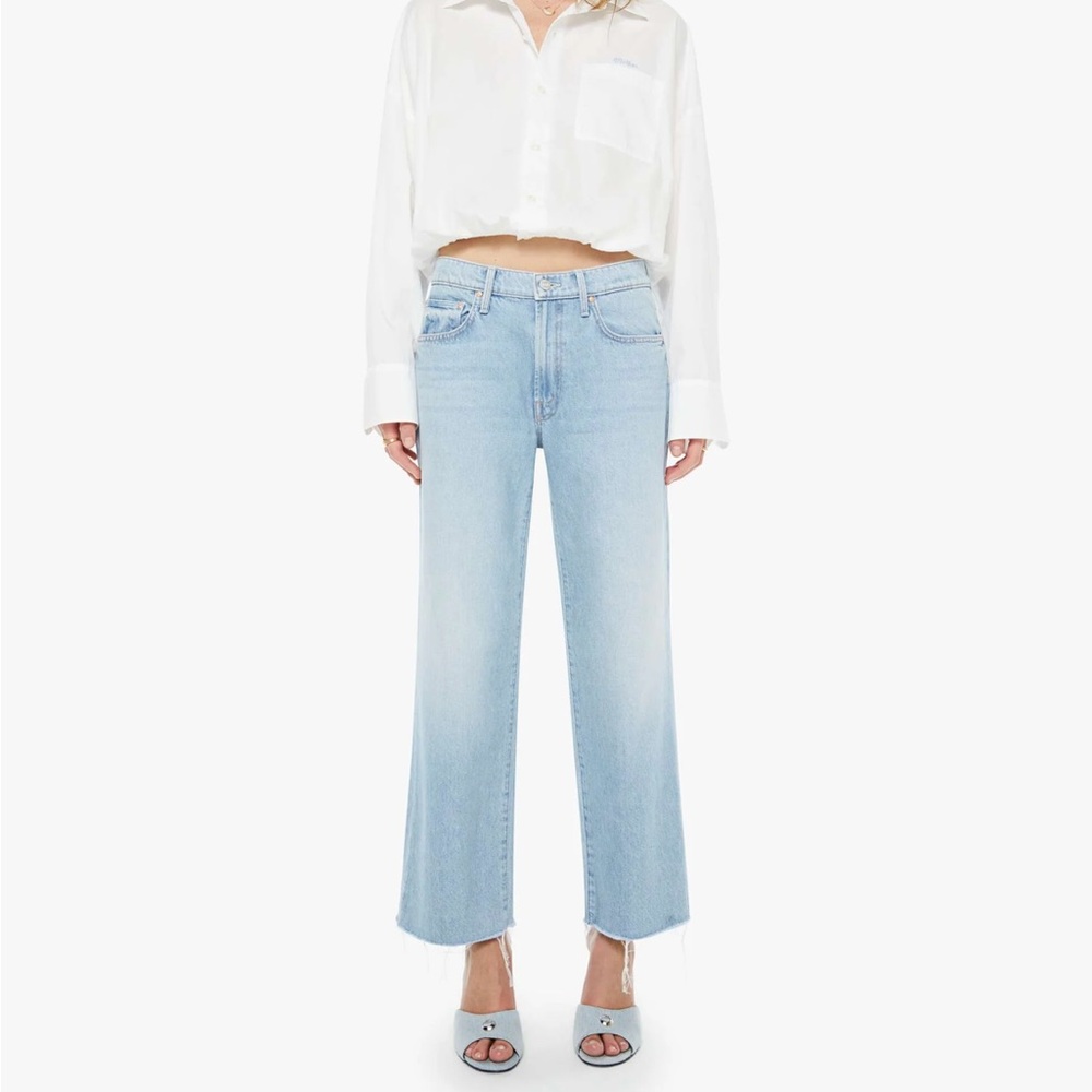 MOTHER Denim wide leg, Fray hem Light Blue comfy soft with stretch